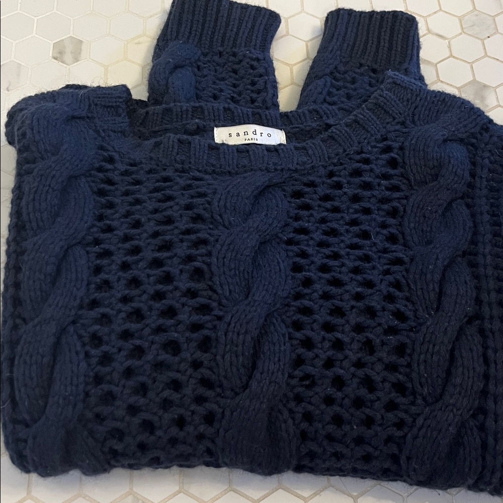 Lambswool angora cableknit sweater